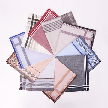 12 Pcs Gentleman's Soft Cotton Sweat-Absorbent Pocket Handkerchiefs